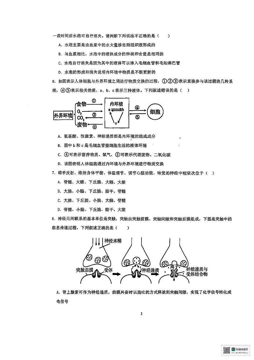 重庆市彭水中学2025-2026学年高二上学期期中考试生物试题第2页