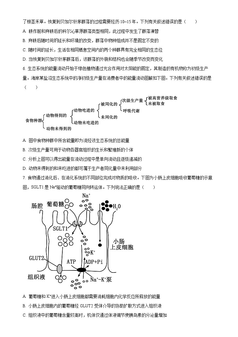 安徽省部分学校2024-2025学年高三下学期3月调研考试生物试题（原卷版）-A4第3页