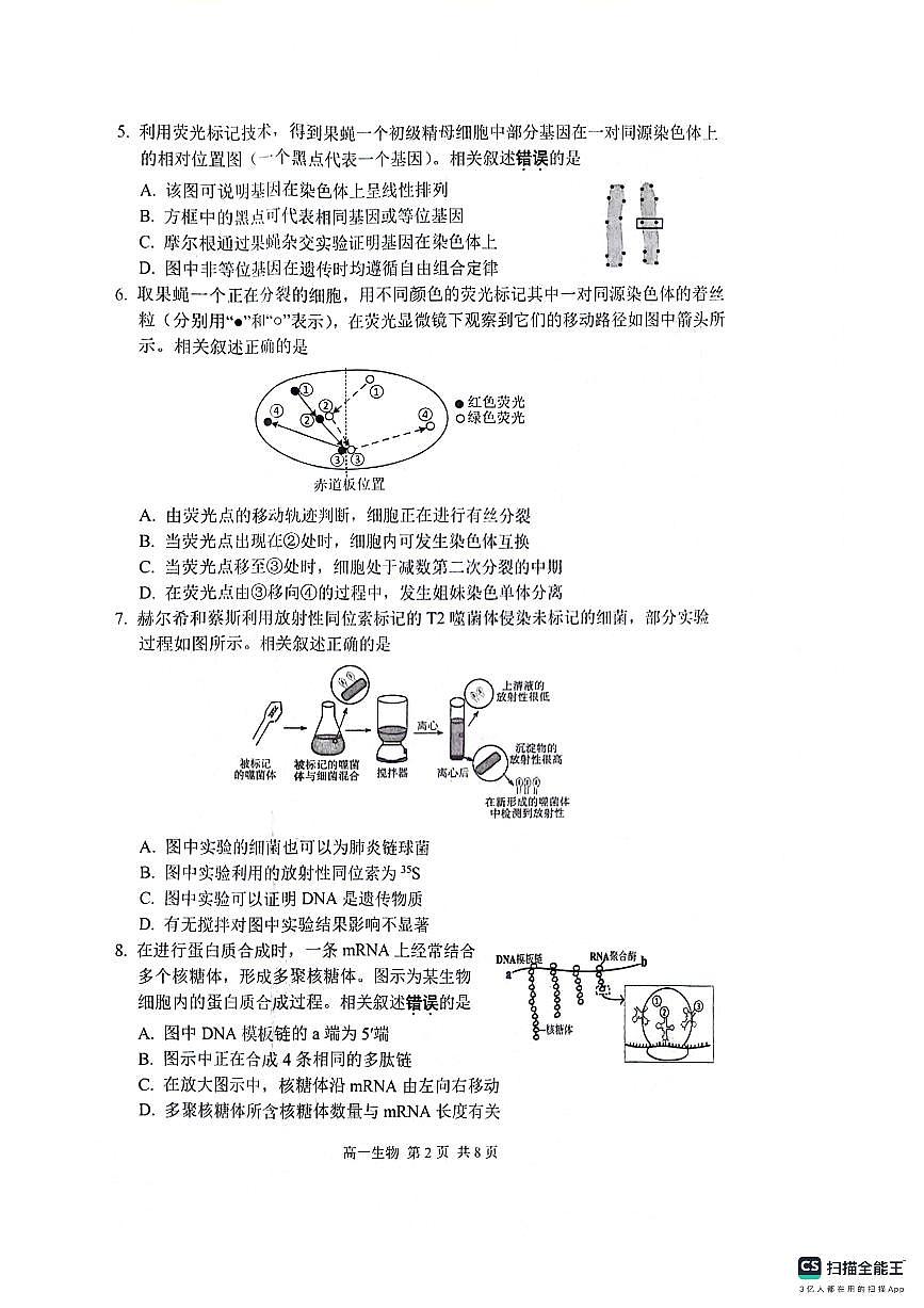 江苏省苏州市2023-2024学年高一下学期6月期末生物试题第2页