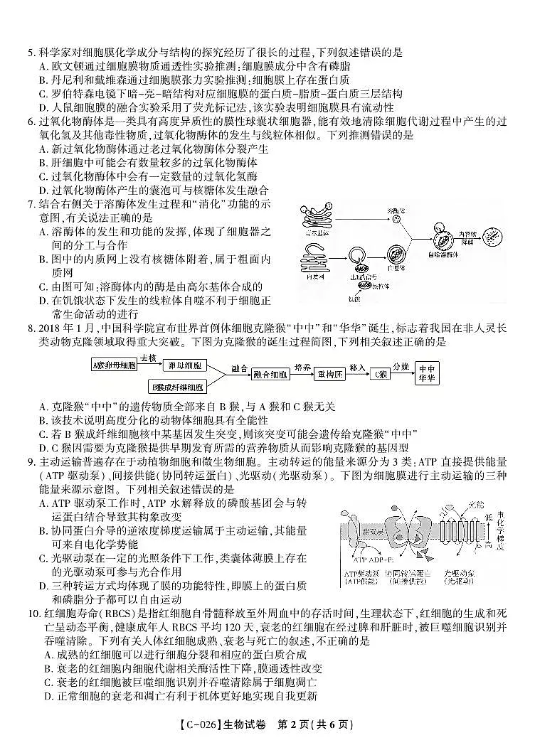 生物试题·江西省九校重点中学2026届高三年级第一次联合考试第2页