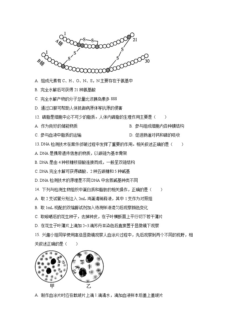 江苏省南通市2025-2026学年高一上学期10月测试生物试卷（学生版）第3页