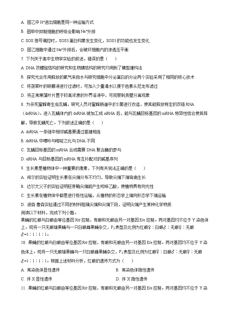 浙江省温州十校2025-2026学年高二上学期11月期中生物试题  Word版无答案第3页