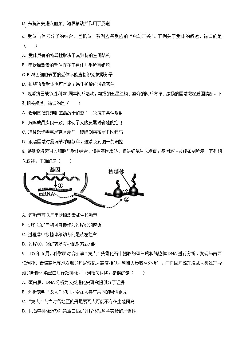 浙江省温州新力量联盟2025-2026学年高二上学期11月期中生物试题  Word版无答案第2页
