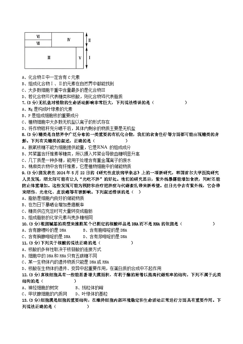 山西省晋中市部分学校2025-2026学年高一上学期10月检测生物试卷（Word版附解析）第2页