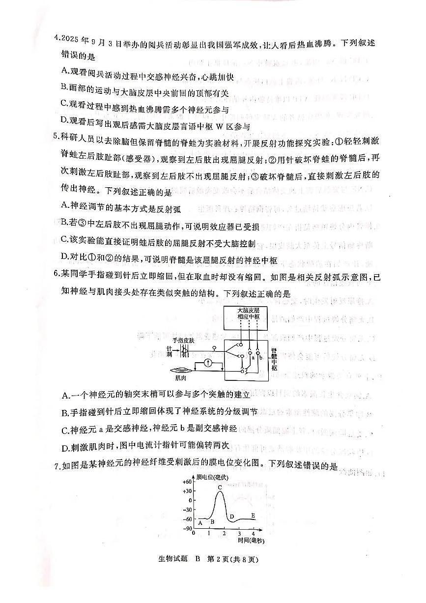 河南青铜鸣大联考2025-2026学年上学期高二期中考试生物（B）试题含答案第2页