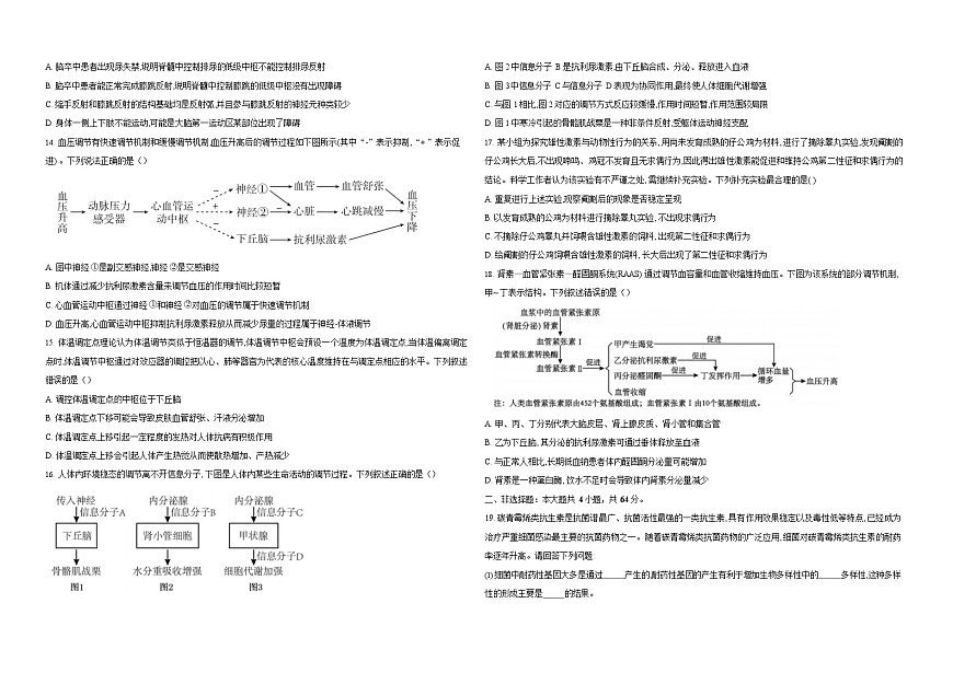 湖北省襄阳市第四中学2025-2026学年高二上学期11月期中考试生物试卷第3页