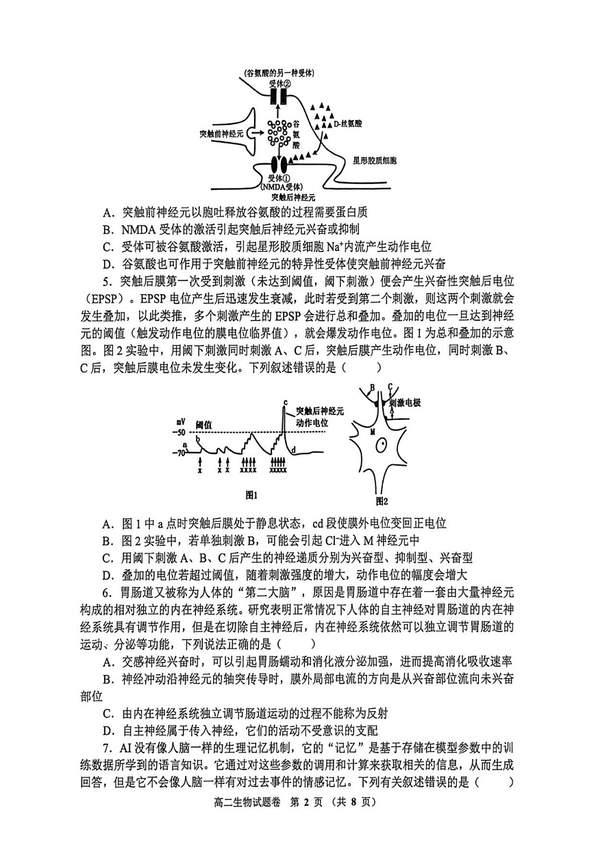 河南省郑州市十校联考2025-2026学年高二上学期11月期中考试生物试卷第2页