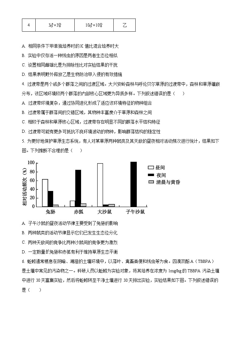湖北省黄冈中学2026届高三上学期11月考试生物试题（实验班）（原卷版）第2页
