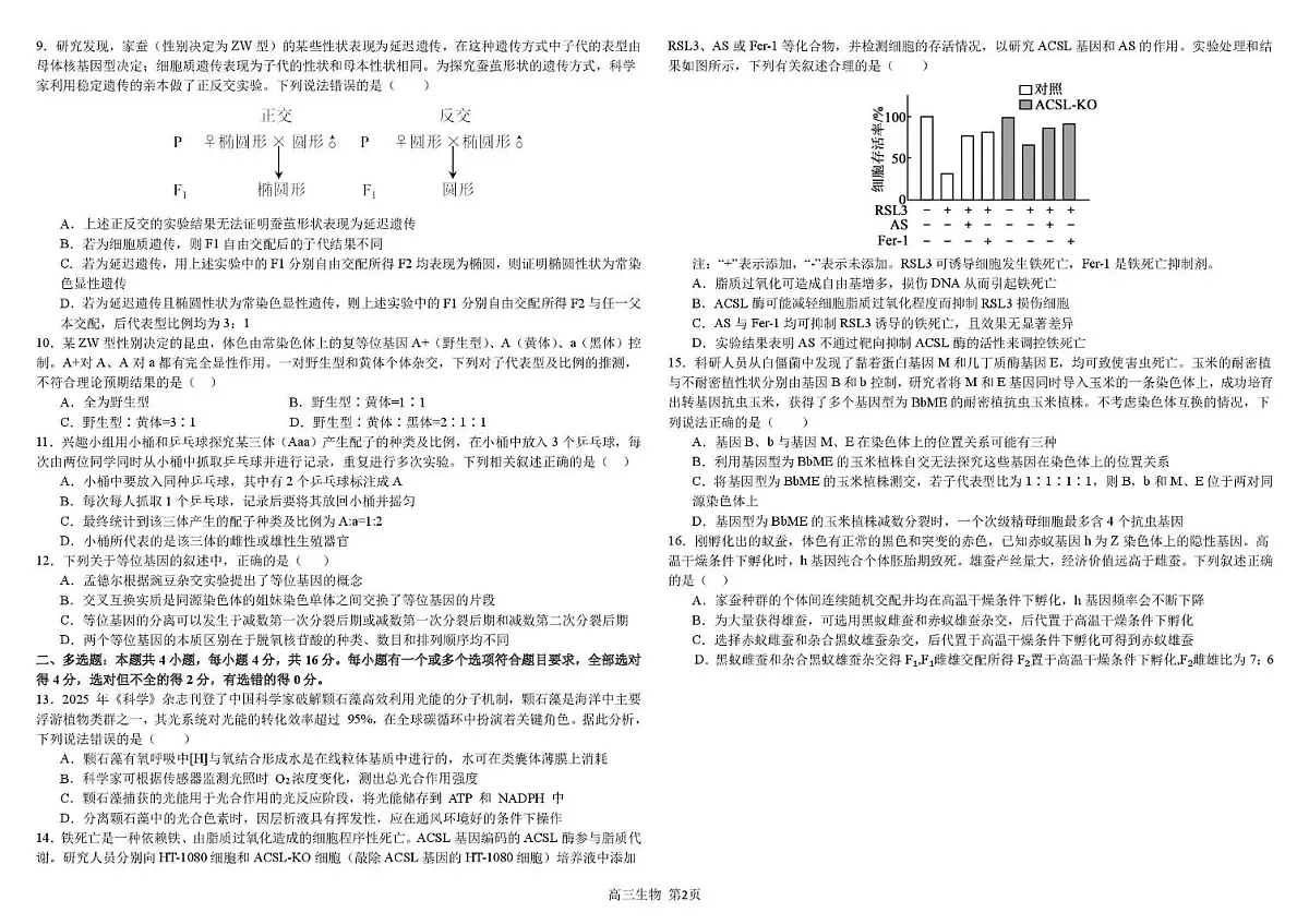 江西省南昌中学三经路校区2025-2026学年高三上学期11月期中生物试题第2页