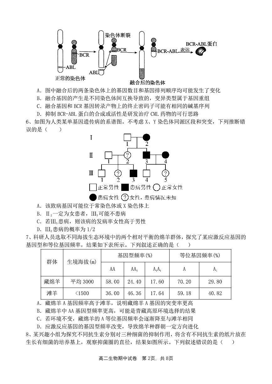 生物-重庆市万州二中2025-2026学年高二上学期期中考试试题和答案第2页