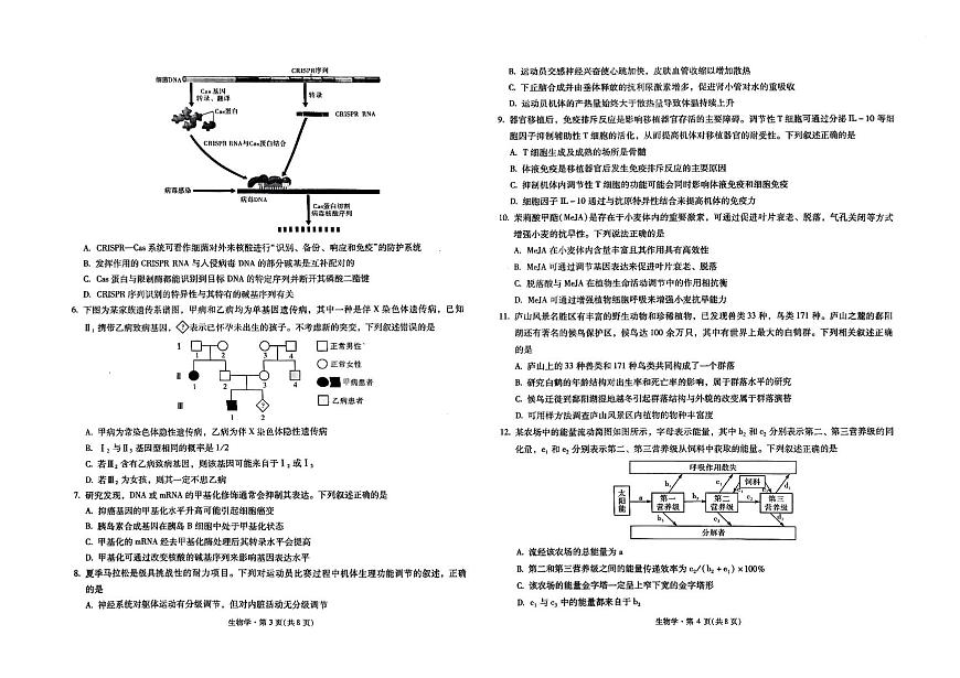 昆明市第一中学2026届高三上学期11月第四次联考生物试卷+答案第2页