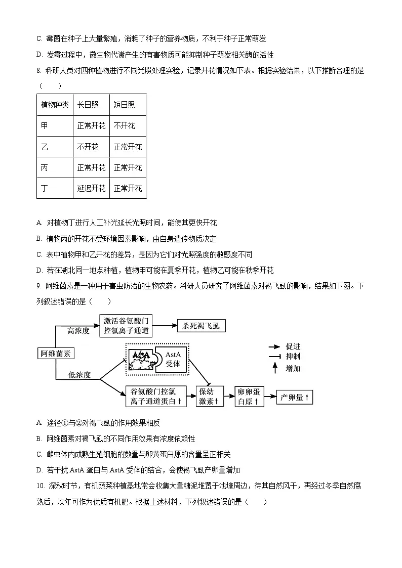 2025高考湖北卷生物真题试卷（原卷版）第3页