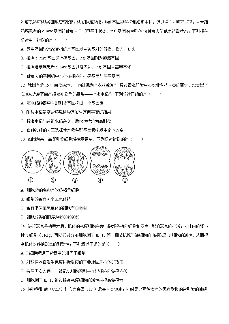 精品解析：浙江省ZDB联盟2025-2026学年高二上学期11月期中生物试题（原卷版）第3页
