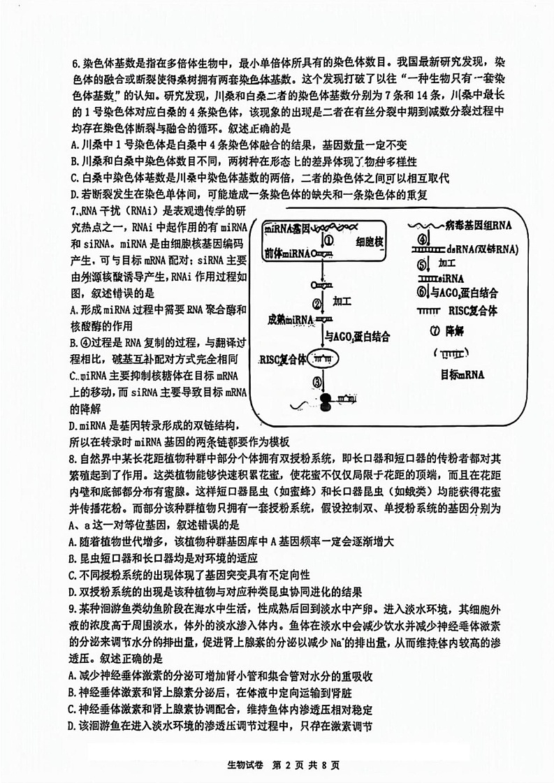 天津市八校联考2024-2025学年高三上学期1月期末生物试题第2页