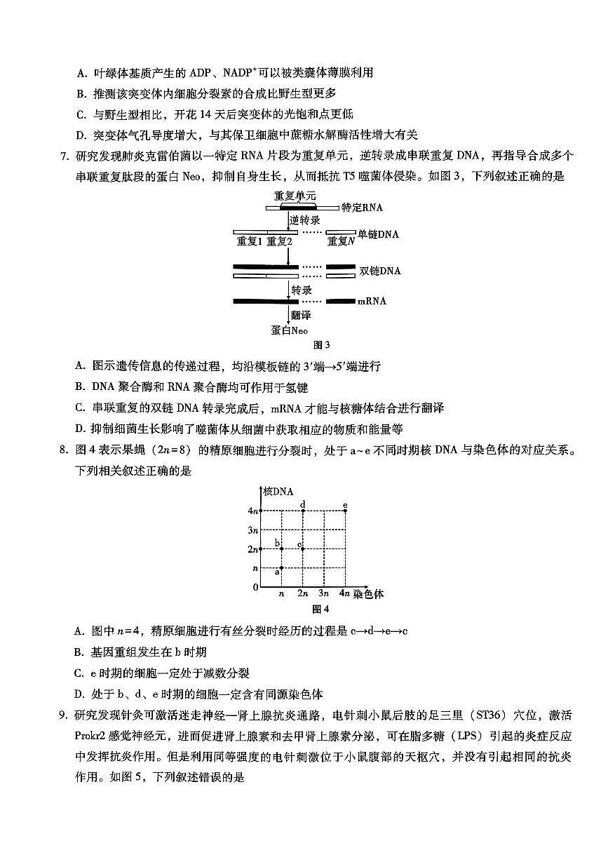 巴蜀中学2026届高考适应性月考卷（四）生物第3页