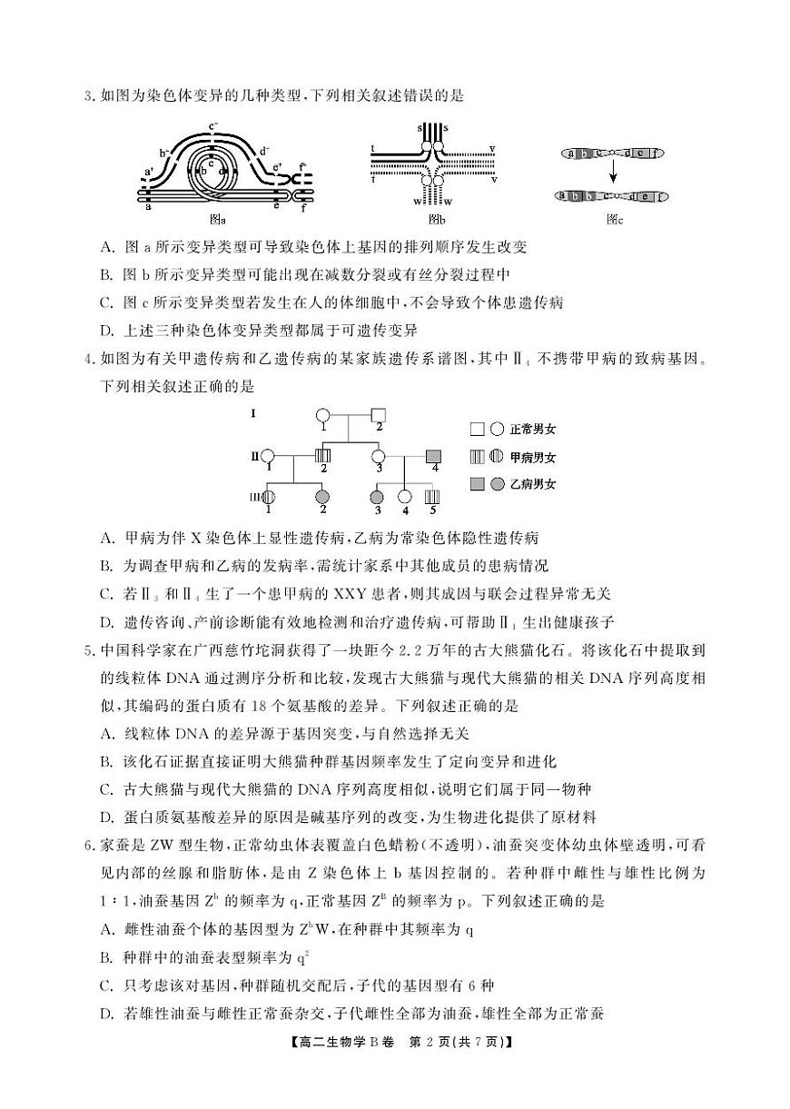 安徽省鼎尖名校大联考2025-2026学年上学期高二11月期中考试生物试卷B卷（含答案）第2页