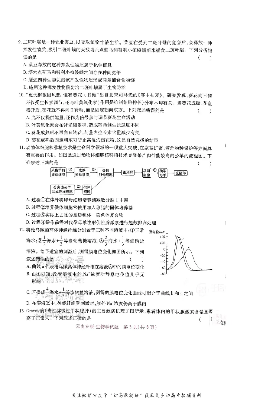 高考押题预测卷 2025云南专版 生物第3页