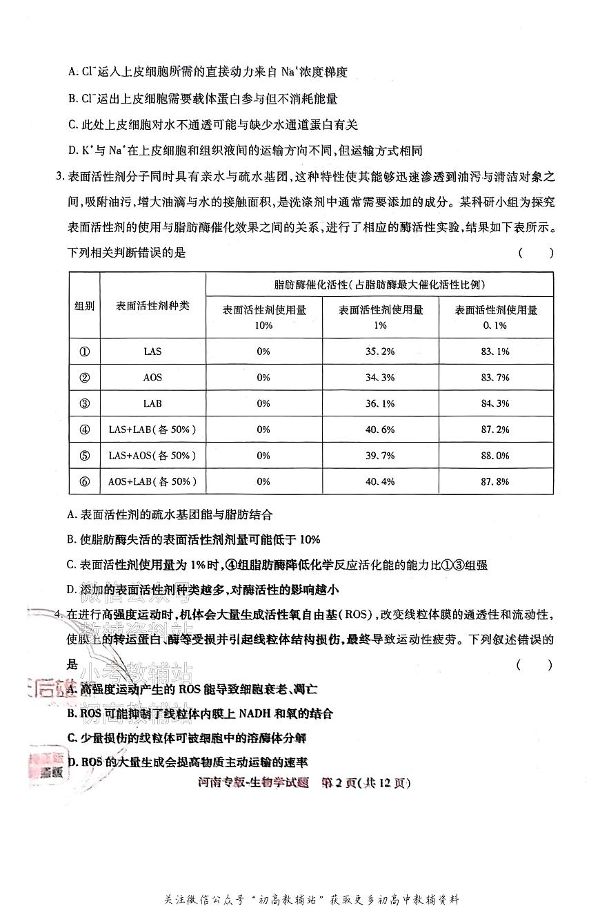 高考押题预测卷 2025河南专版 生物学第2页