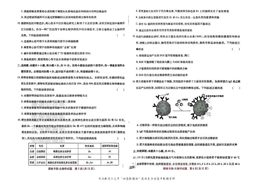 2025版《高考押题预测卷》（湖南专版） 生物第3页