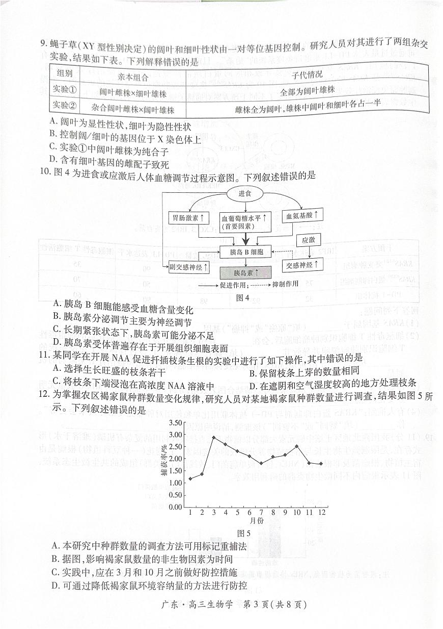 广东省领航高中联盟2025-2026学年高三上学期毕业班模拟考试生物学试卷（PDF版，无答案）第3页