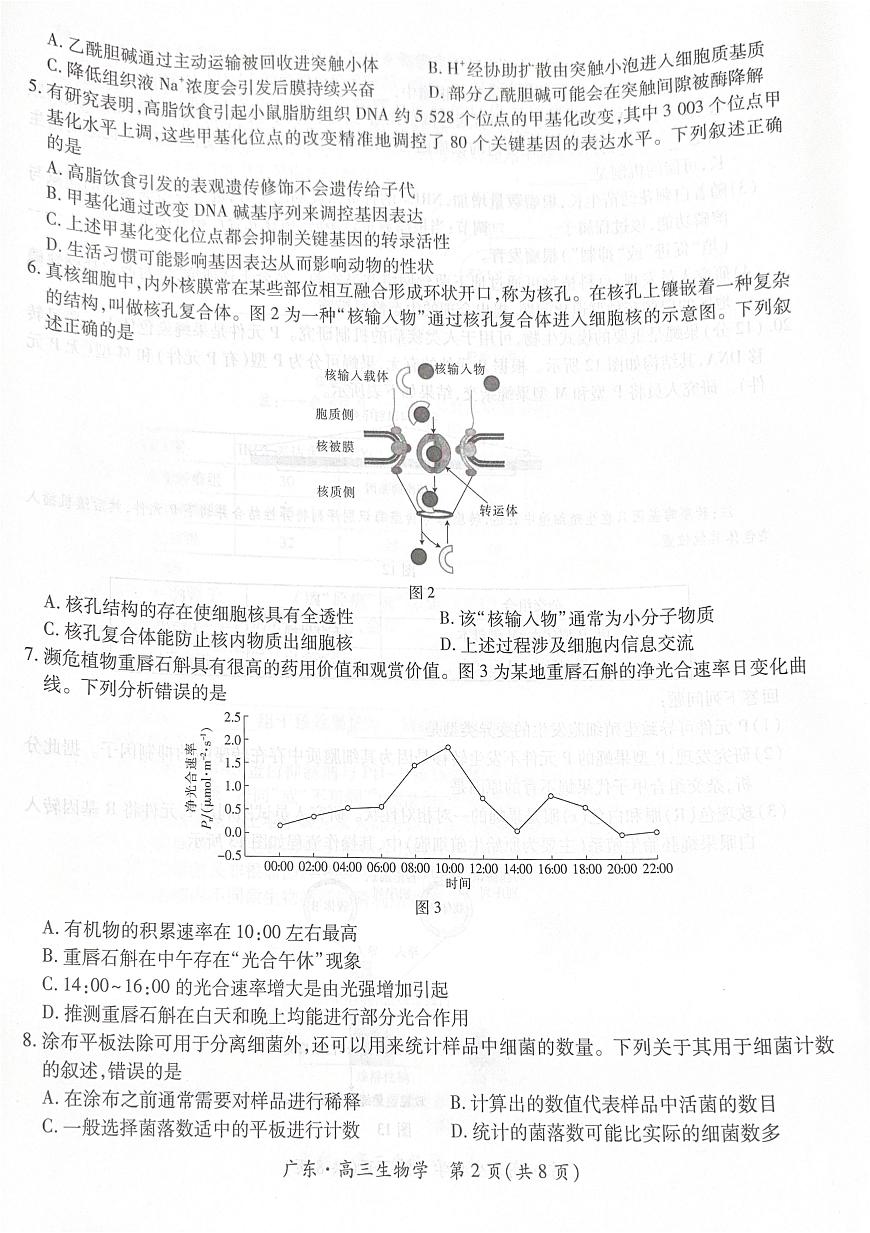 广东省领航高中联盟2025-2026学年高三上学期毕业班模拟考试生物学试卷（PDF版，无答案）第2页