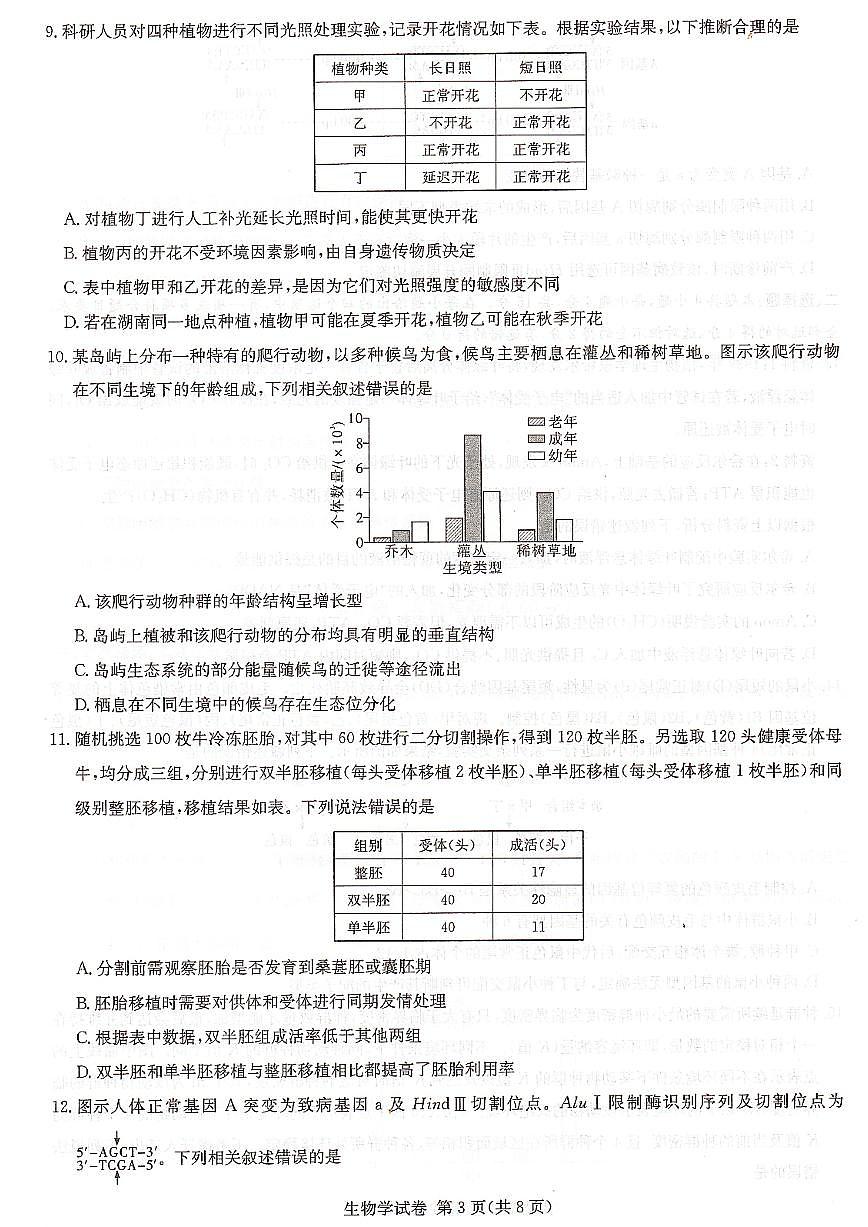 湖南省长郡二十校教研联盟2026届高三上学期12月考生物试题+答案第3页