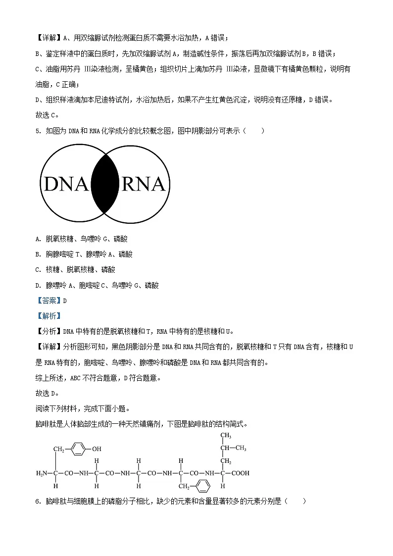 浙江省2025_2026学年高一生物上学期11月期中测试试题含解析 (1)第3页