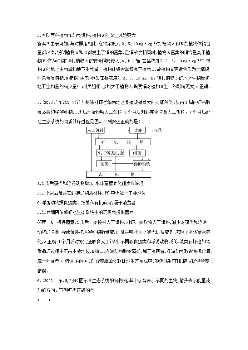 广东高考生物真题20_真题分类 第20章 生态系统及其稳定性高考二轮专题第3页
