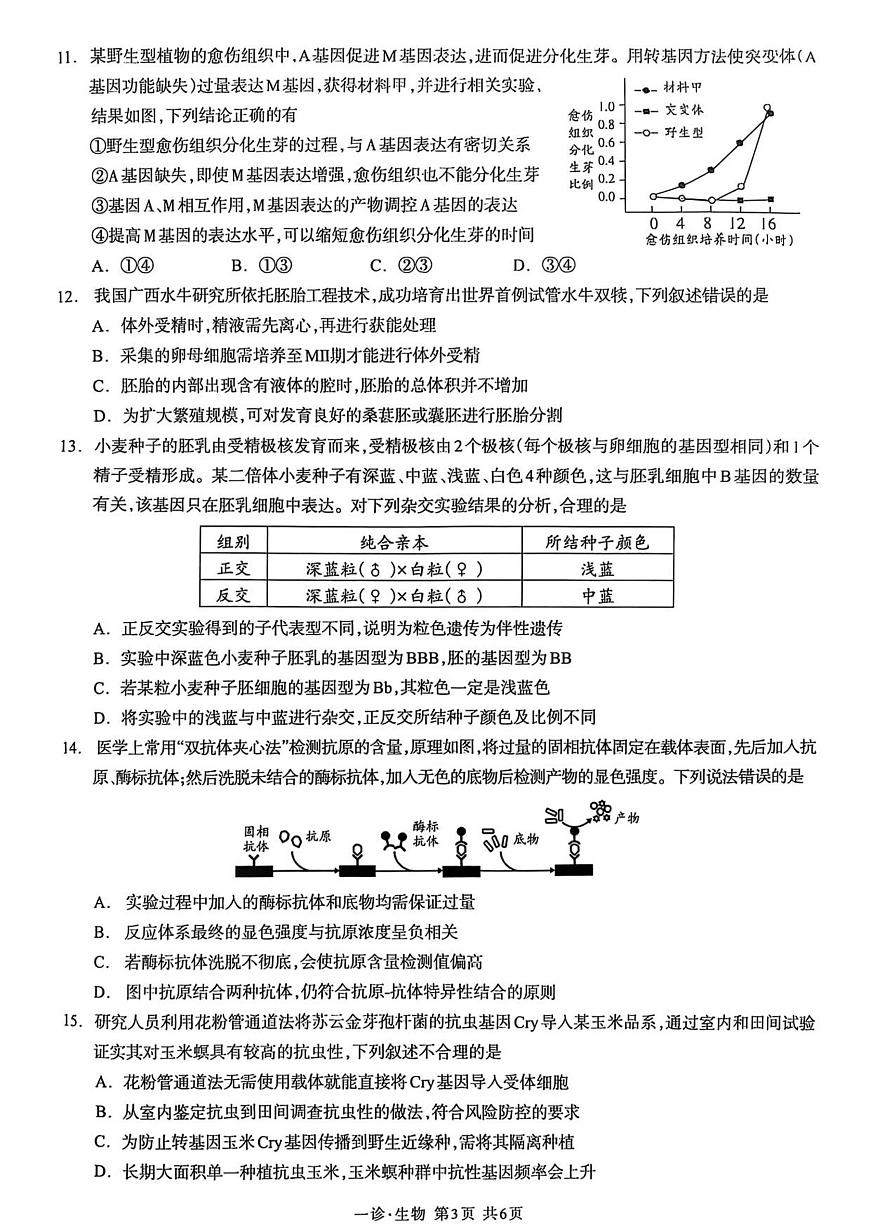 2026届四川省泸州市高三年级上学期第一次模拟考试生物试卷（不含答案）第3页