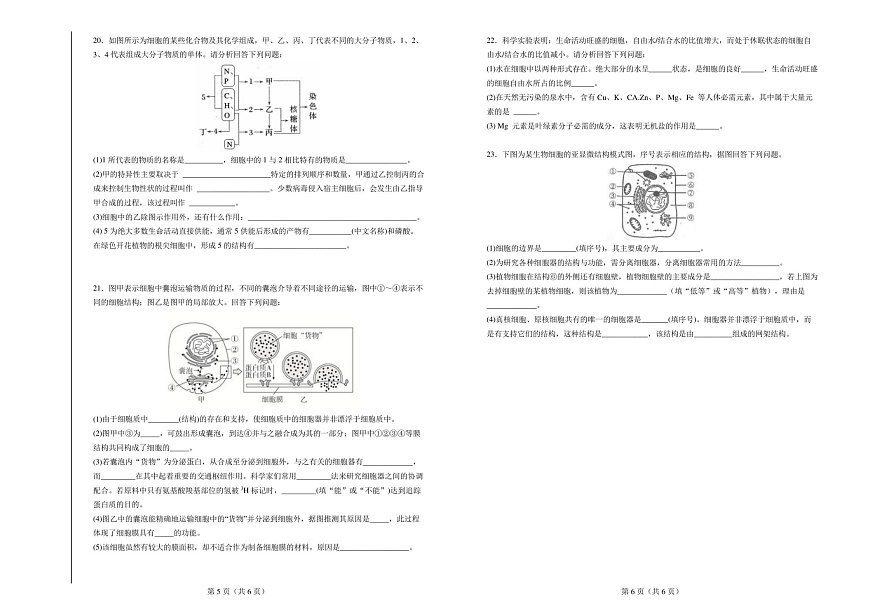 河北省六校联合体2025-2026学年高一上学期11月期中考试生物试卷第3页