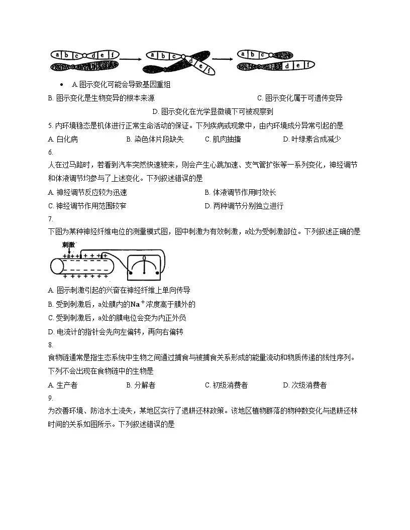 甘肃省定西市临洮县2024_2025学年高二下学期期末统考生物试题（文字版，含答案）第2页