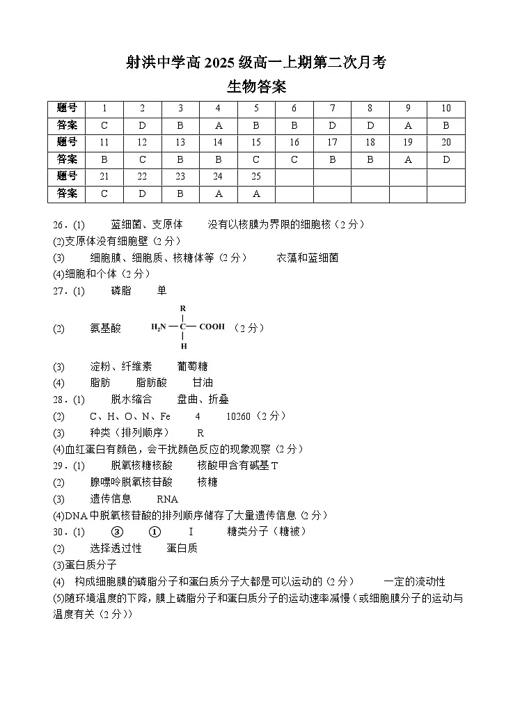 生物答案第1页