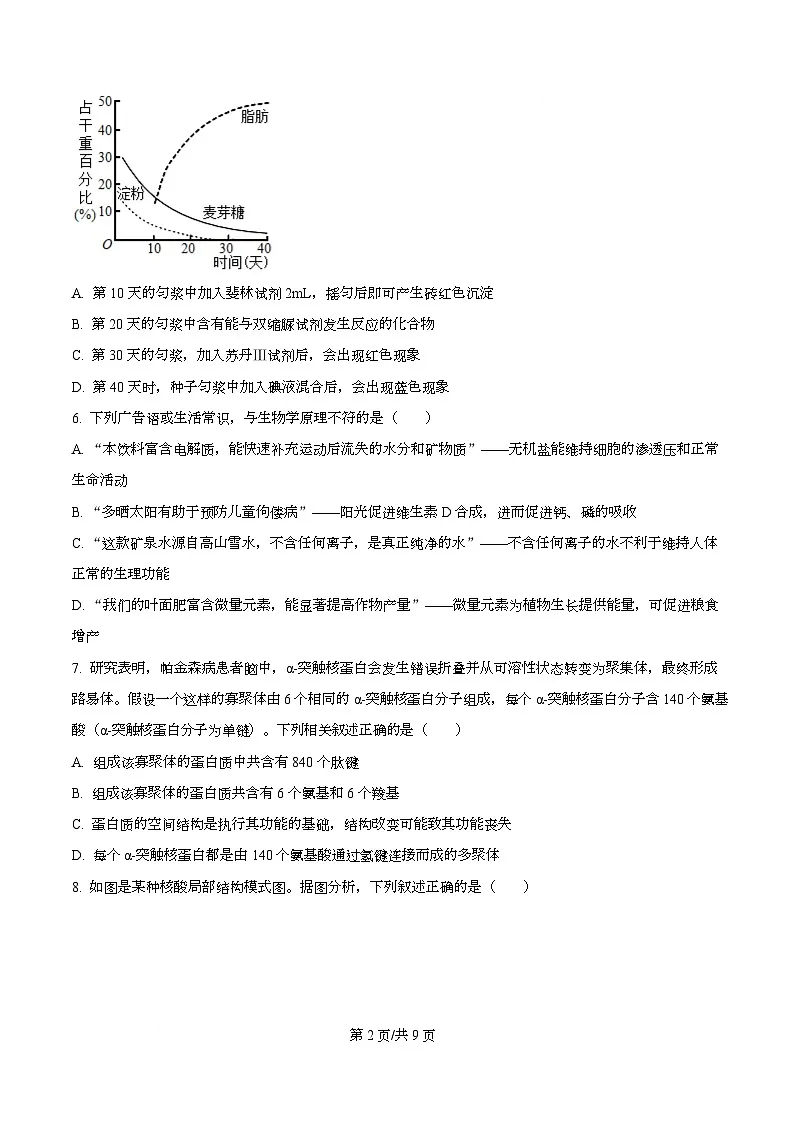 安徽省A10联盟2025—2026学年高一上学期11月联考生物试题（原卷版）第2页