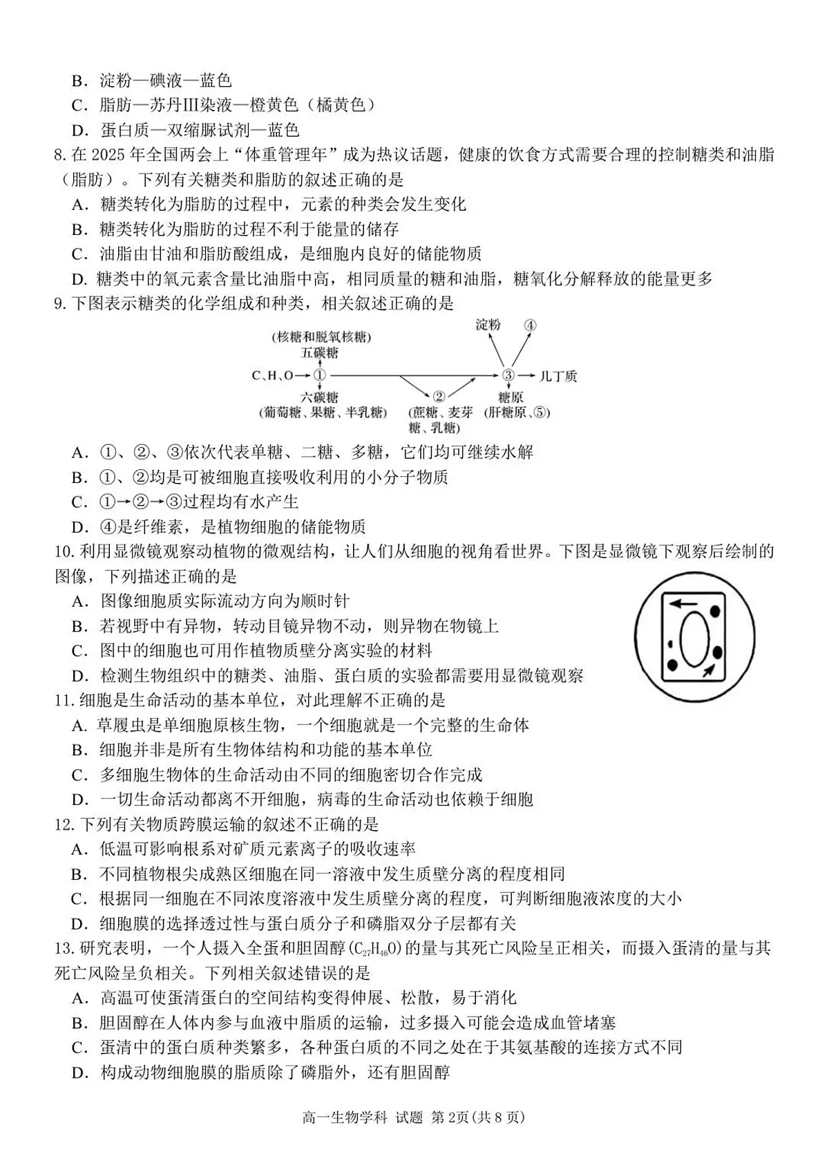 浙江省金兰教育合作组织2025-2026学年高一上学期11月期中联考生物试卷（含答案）第2页