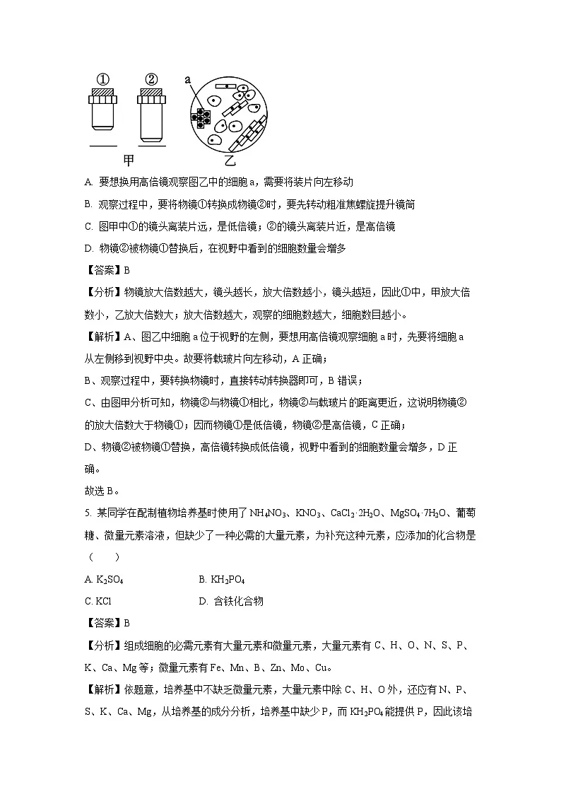 【生物】江苏省江阴长泾中学2025-2026学年高一上学期期中考试（解析版）第3页