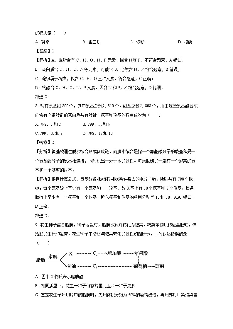 【生物】江苏省扬州大学附属中学2025-2026学年高一上学期11月期中（解析版）第3页