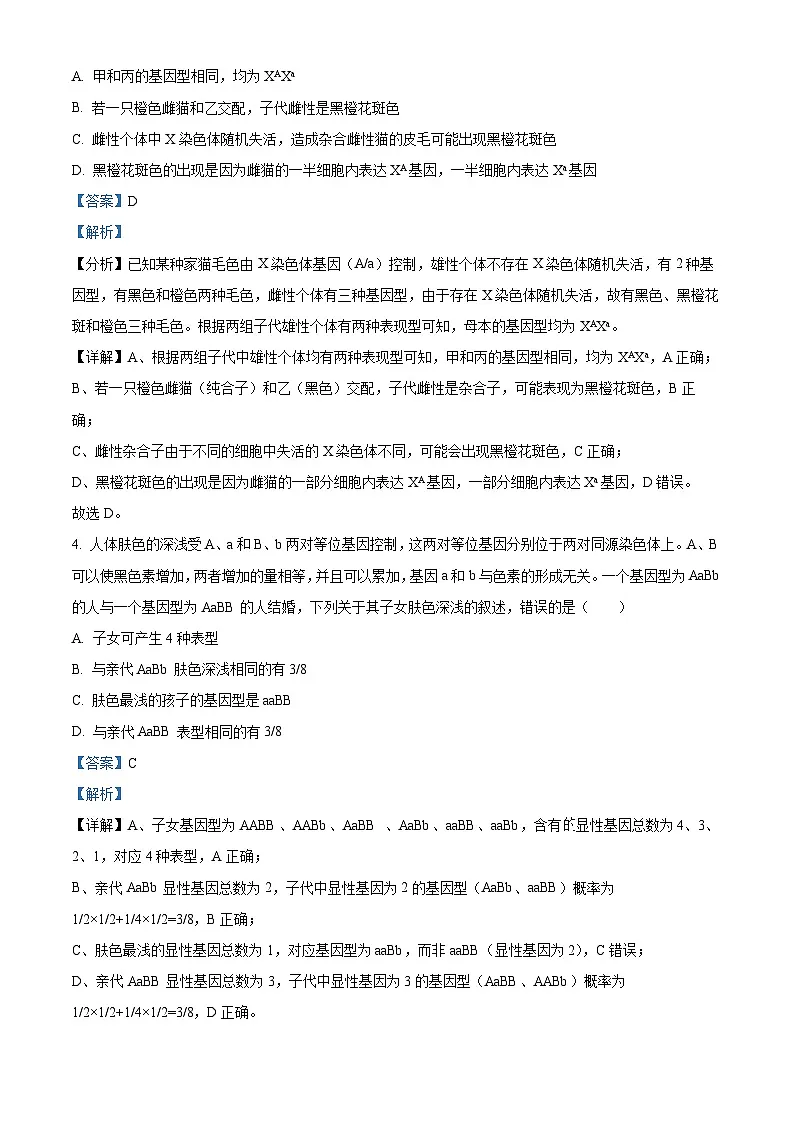 湖北省部分高中联考2025-2026学年高二上学期11月期中生物试题 Word版含解析第3页