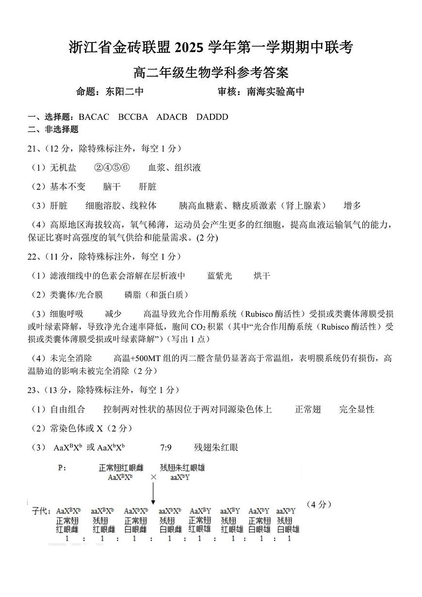 高二生物答案(1)第1页