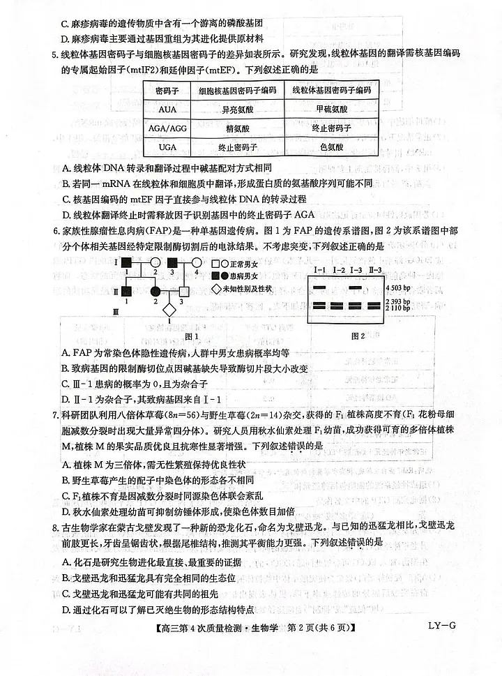 河南省九师联盟2025-2026学年高三上学期12月考试生物试卷第2页