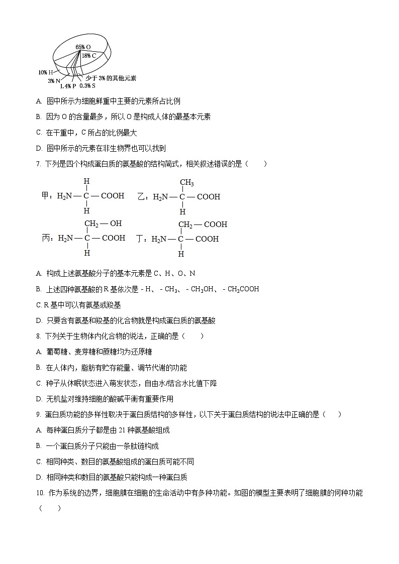 精品解析：四川省南充市嘉陵第一中学2025-2026学年高一上学期第二次月考生物试题（原卷版）第2页