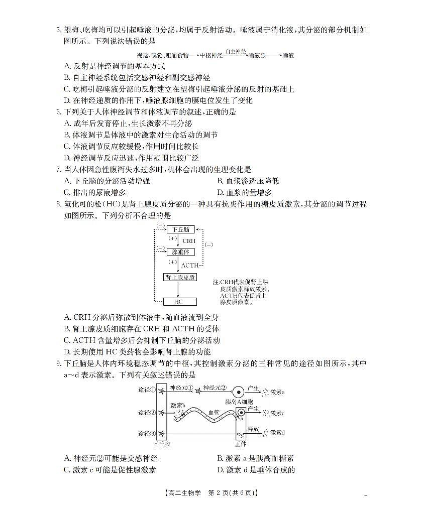 金太阳辽宁省葫芦岛市协作校2025-2026学年高二上学期第一次考试（26-71B）生物试卷（含答案）第2页