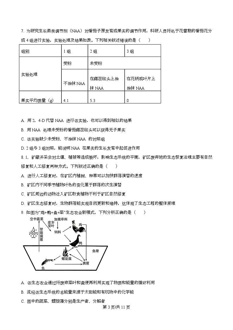 河北省保定市定州市河北定州中学2026届高三上学期11月期中生物试题（原卷版）第3页
