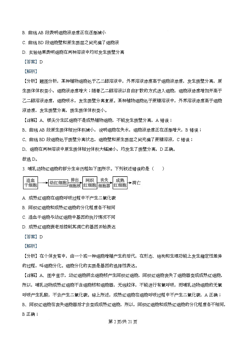 四川省绵阳南山中学2024—2025学年高三下学期第三次模拟考试生物试题 Word版含解析第2页
