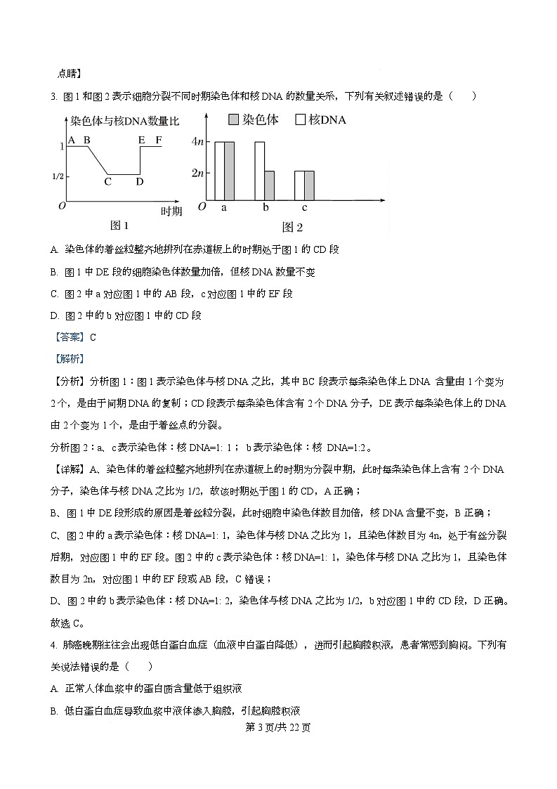 2025届四川省绵阳南山中学高三模拟考试（二）生物试卷 Word版含解析第3页