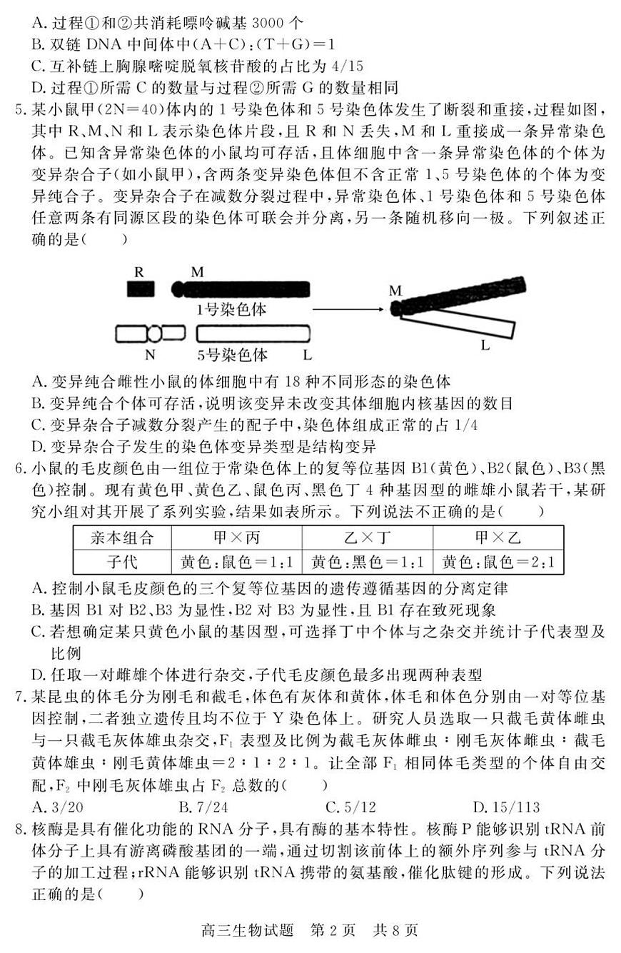 （教研室提供）山东省济宁市兖州区2025-2026学年高三上学期期中生物试题第2页