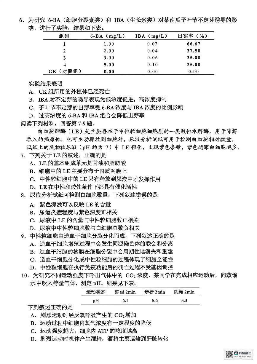 2026届浙江省嘉兴市高三一模生物试题（高考模拟）第2页