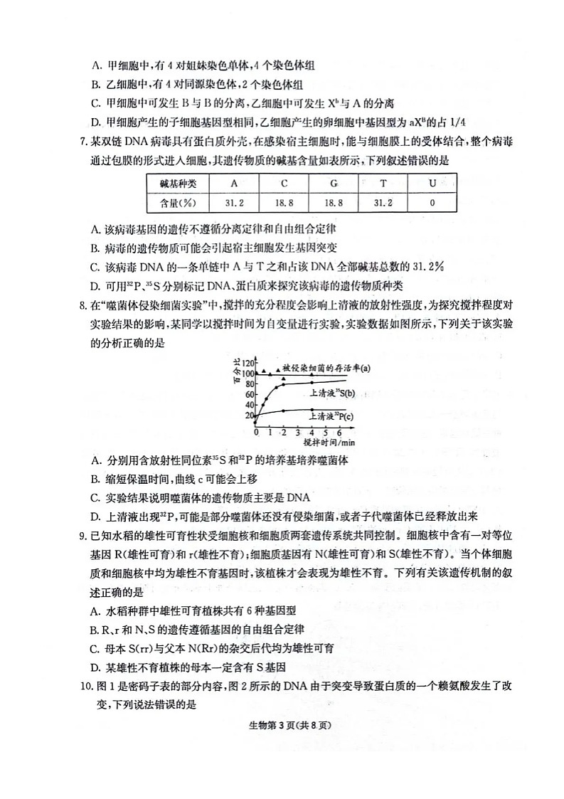 四川省2025-2026学年高三上学期12月考试生物试卷第3页
