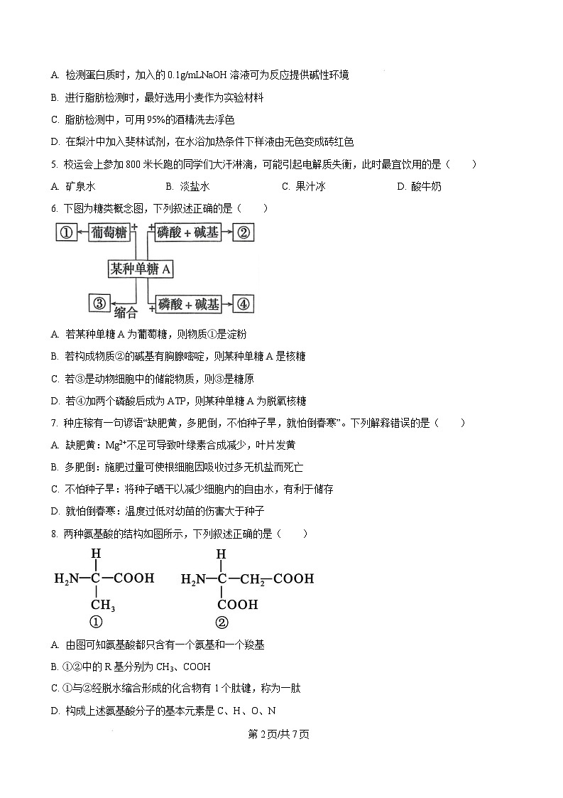 广东省惠州市2024-2025学年高一上学期期末质量检测生物试卷含答案第2页