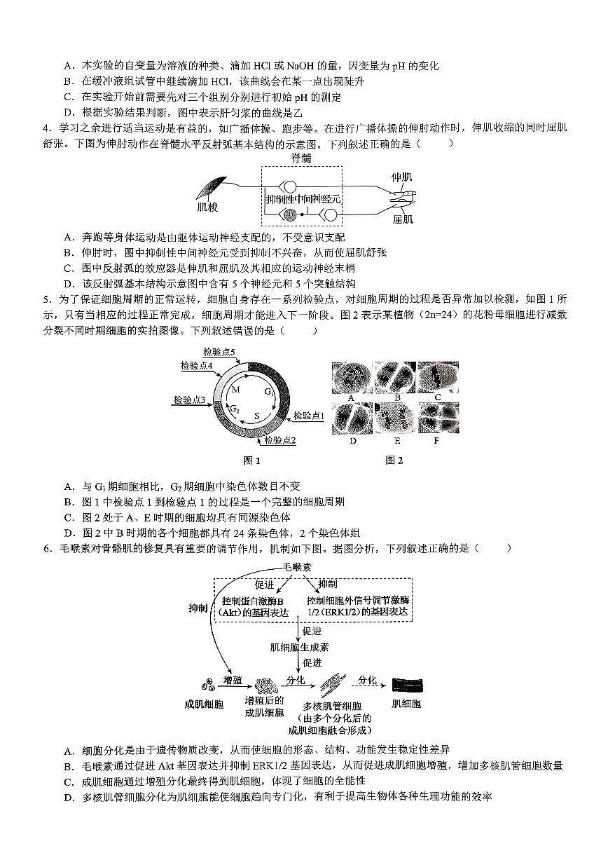 重庆育才中学高2026届高三（上）12月月考生物试卷+答案第2页