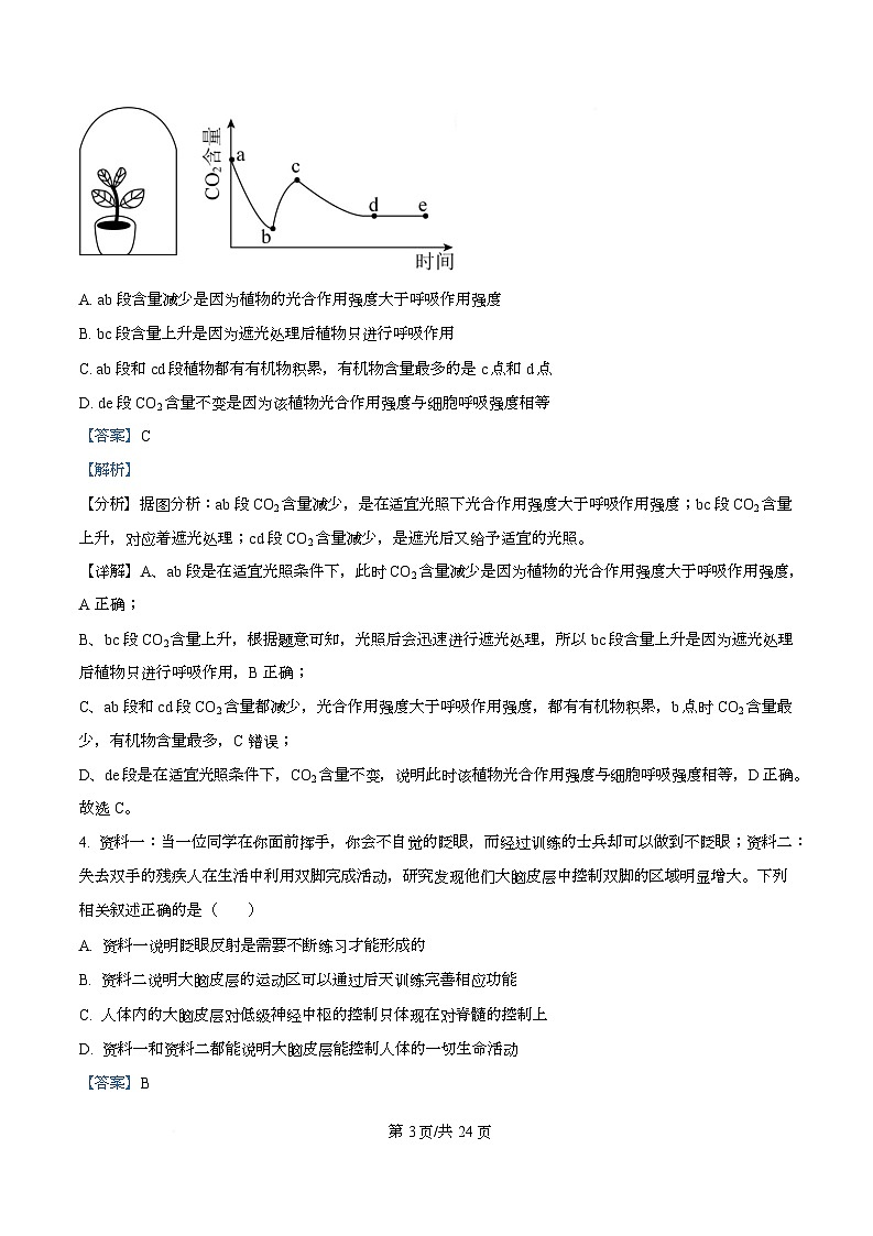 四川省绵阳市东辰学校2026届高三上学期期中考试生物试题 Word版含解析第3页